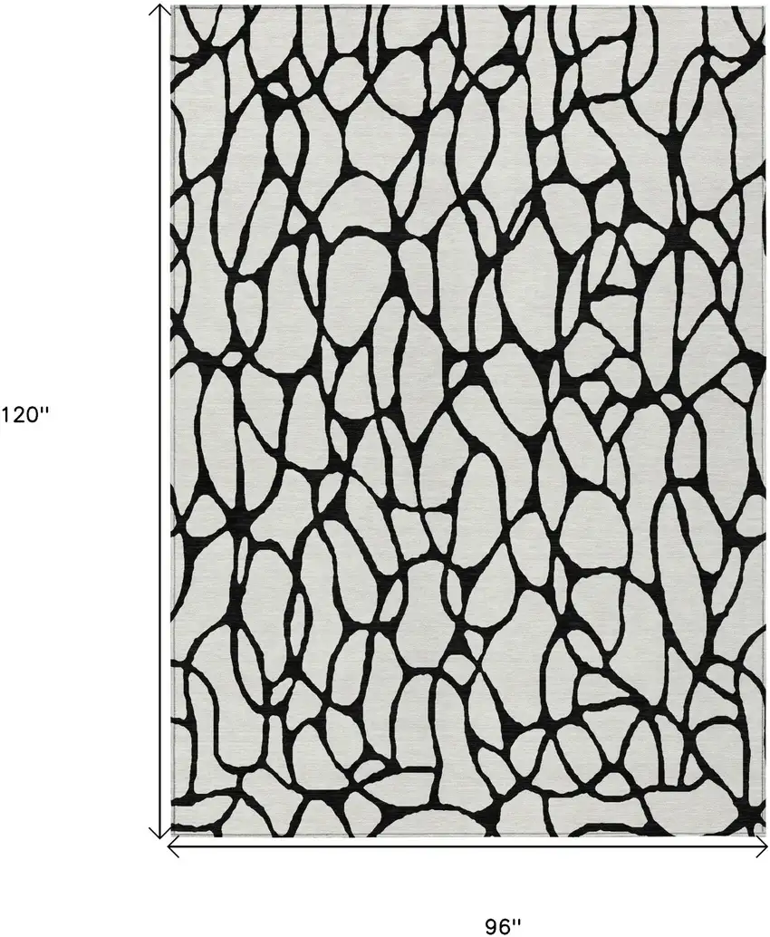 Ivory And Black Geometric Washable Indoor Outdoor Area Rug Photo 3