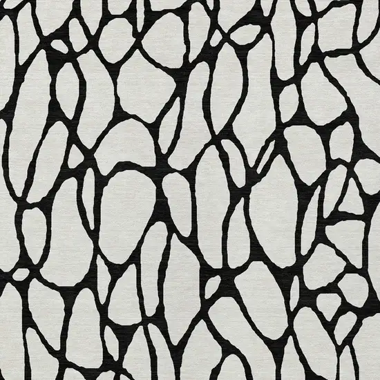 Ivory And Black Geometric Washable Indoor Outdoor Area Rug Photo 6