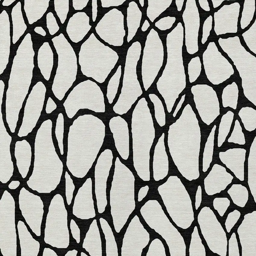 Ivory And Black Geometric Washable Indoor Outdoor Area Rug Photo 6