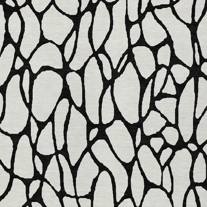 Ivory And Black Geometric Washable Indoor Outdoor Area Rug Photo 6