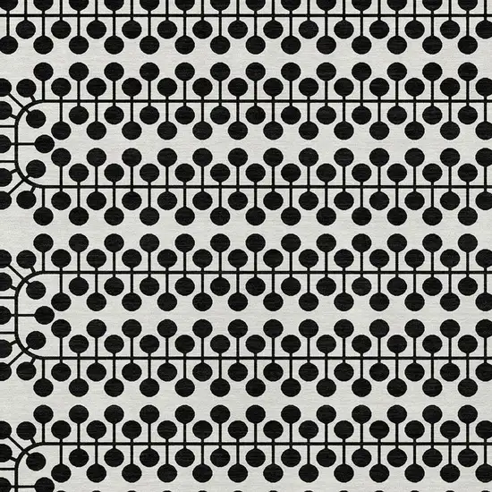 Ivory And Black Geometric Washable Indoor Outdoor Area Rug Photo 6