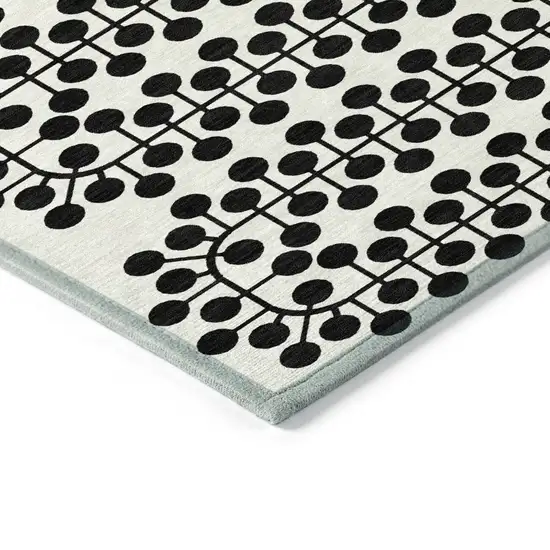 Ivory And Black Geometric Washable Indoor Outdoor Area Rug Photo 6