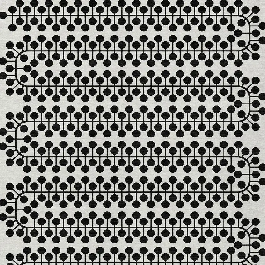 Ivory And Black Geometric Washable Indoor Outdoor Area Rug Photo 4