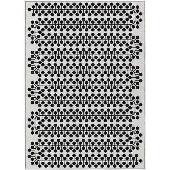 Ivory And Black Geometric Washable Indoor Outdoor Area Rug Photo 2