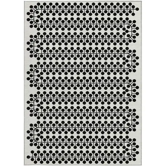 Ivory And Black Geometric Washable Indoor Outdoor Area Rug Photo 3