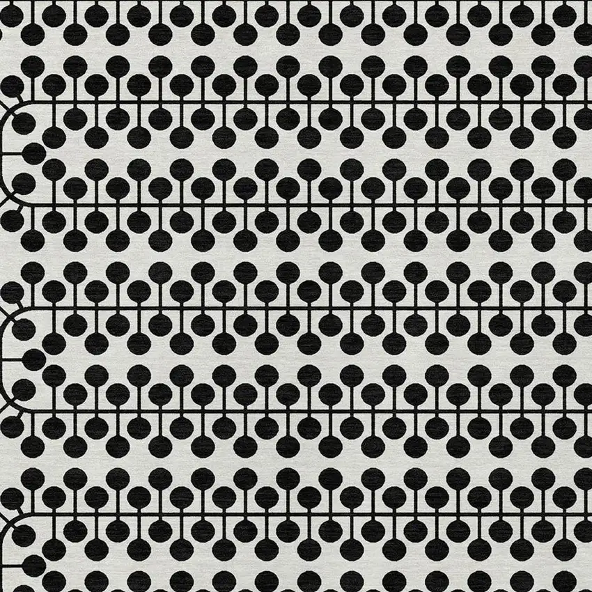 Ivory And Black Geometric Washable Indoor Outdoor Area Rug Photo 6