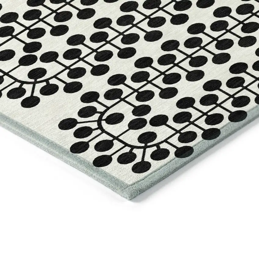 Ivory And Black Geometric Washable Indoor Outdoor Area Rug Photo 5