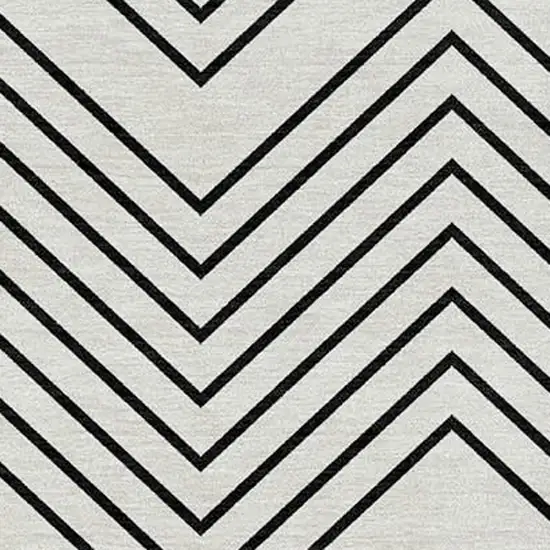 Ivory And Black Geometric Washable Indoor Outdoor Area Rug Photo 2