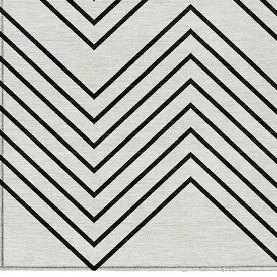Ivory And Black Geometric Washable Indoor Outdoor Area Rug Photo 3