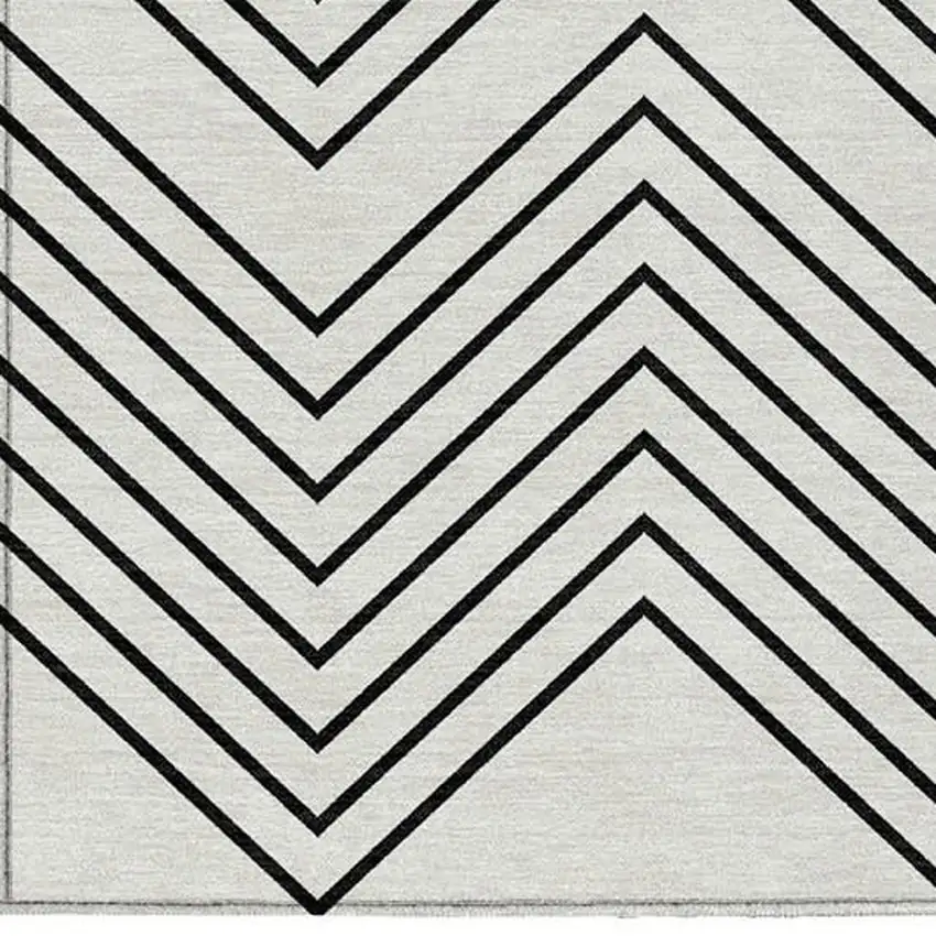 Ivory And Black Geometric Washable Indoor Outdoor Area Rug Photo 3