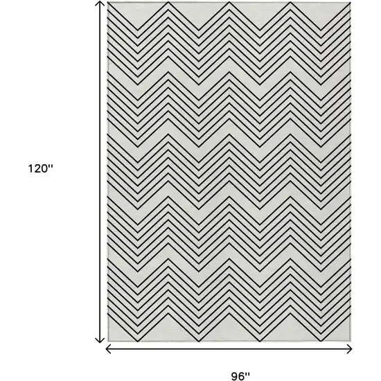 Ivory And Black Geometric Washable Indoor Outdoor Area Rug Photo 7