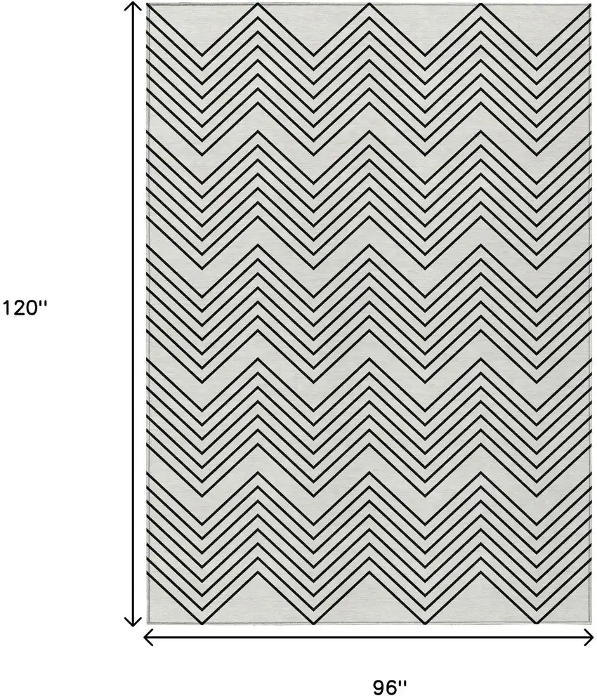 Ivory And Black Geometric Washable Indoor Outdoor Area Rug Photo 7