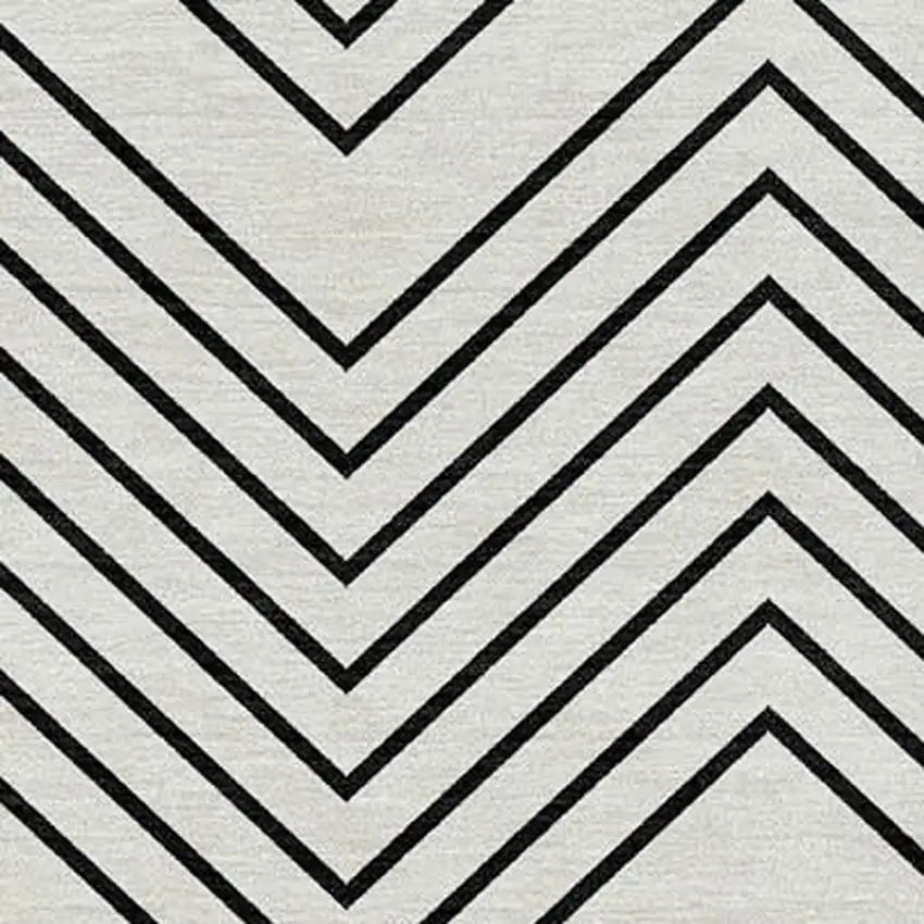 Ivory And Black Geometric Washable Indoor Outdoor Area Rug Photo 2
