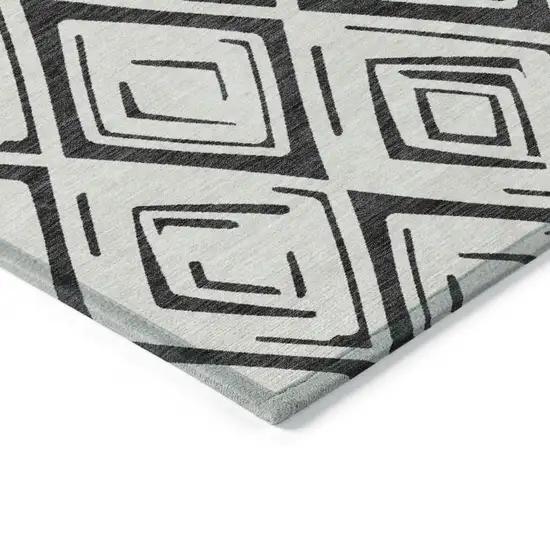 Ivory And Black Geometric Washable Indoor Outdoor Area Rug Photo 3