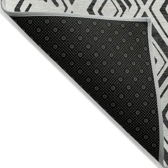 Ivory And Black Geometric Washable Indoor Outdoor Area Rug Photo 2