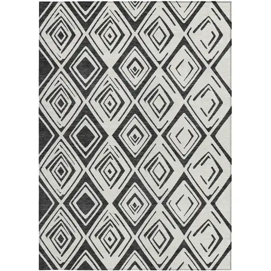 Ivory And Black Geometric Washable Indoor Outdoor Area Rug Photo 7