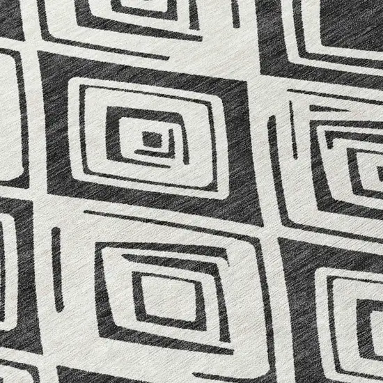 Ivory And Black Geometric Washable Indoor Outdoor Area Rug Photo 5