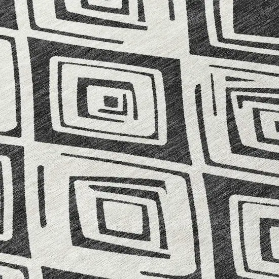 Ivory And Black Geometric Washable Indoor Outdoor Area Rug Photo 5