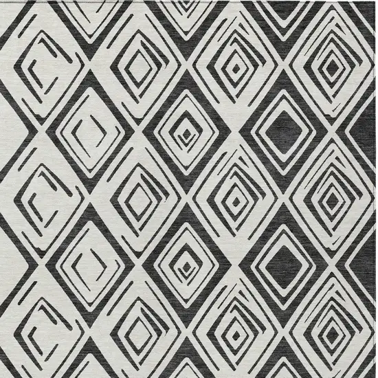 Ivory And Black Geometric Washable Indoor Outdoor Area Rug Photo 5