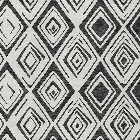 Ivory And Black Geometric Washable Indoor Outdoor Area Rug Photo 4