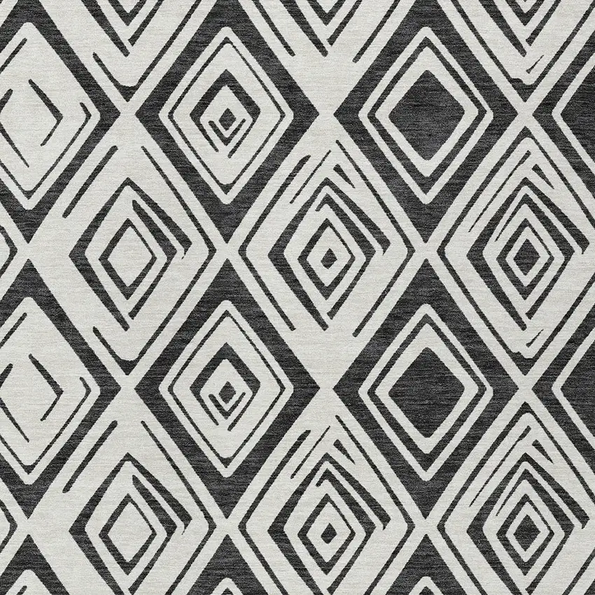 Ivory And Black Geometric Washable Indoor Outdoor Area Rug Photo 4