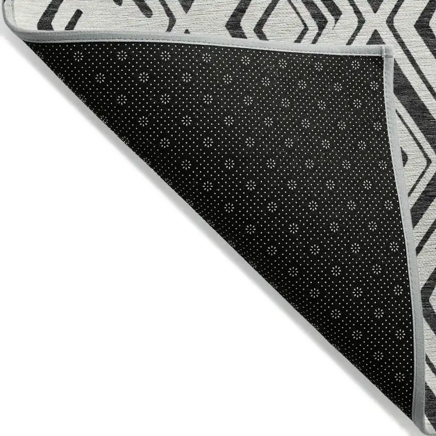 Ivory And Black Geometric Washable Indoor Outdoor Area Rug Photo 2