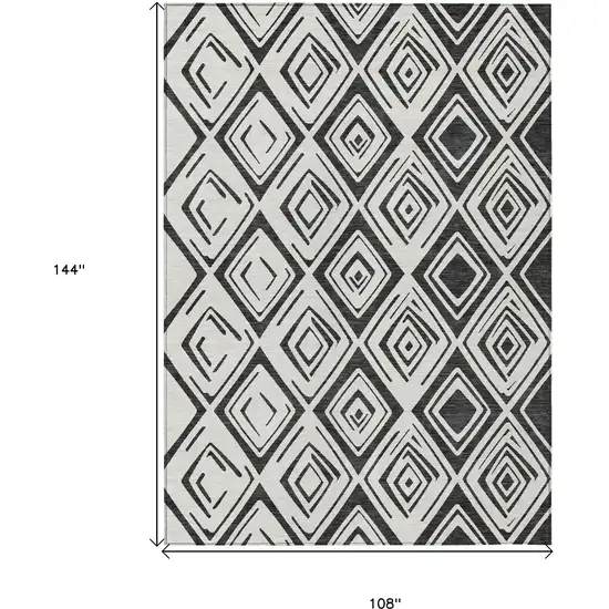 Ivory And Black Geometric Washable Indoor Outdoor Area Rug Photo 3