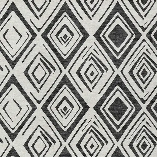 Ivory And Black Geometric Washable Indoor Outdoor Area Rug Photo 5