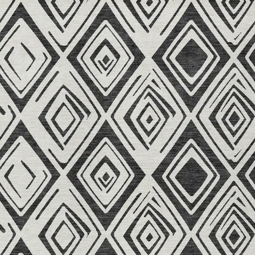 Ivory And Black Geometric Washable Indoor Outdoor Area Rug Photo 5