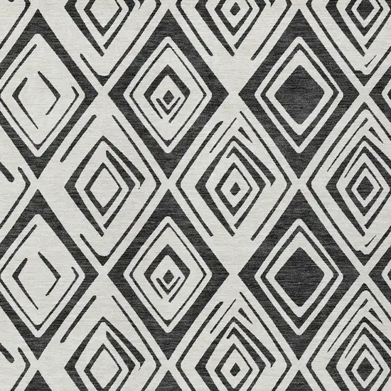 Ivory And Black Geometric Washable Indoor Outdoor Area Rug Photo 5