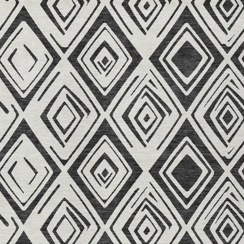 Ivory And Black Geometric Washable Indoor Outdoor Area Rug Photo 5