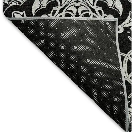 Ivory And Black Medallion Washable Area Rug With UV Protection Photo 7