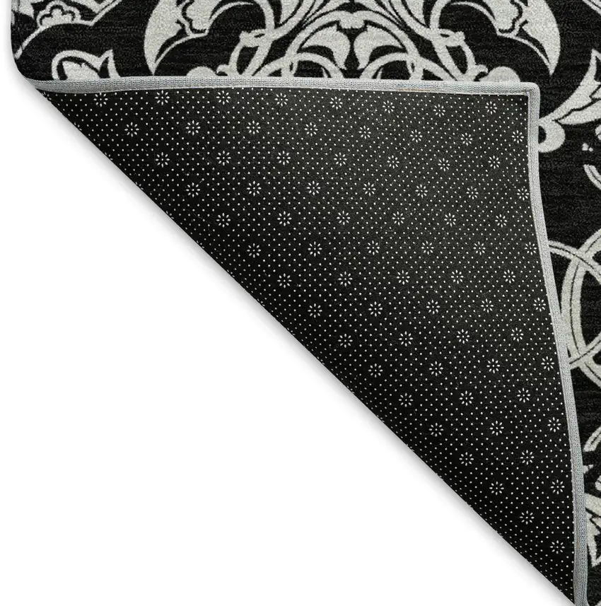 Ivory And Black Medallion Washable Area Rug With UV Protection Photo 7