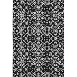 Photo of Ivory And Black Medallion Washable Area Rug With UV Protection