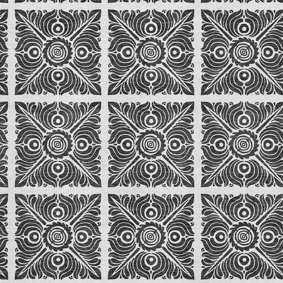 Ivory And Black Medallion Washable Area Rug With UV Protection Photo 3