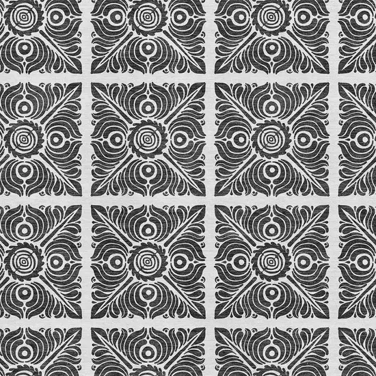 Ivory And Black Medallion Washable Area Rug With UV Protection Photo 3