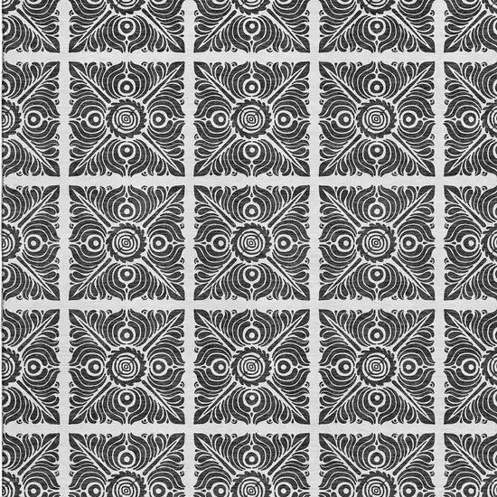 Ivory And Black Medallion Washable Area Rug With UV Protection Photo 4