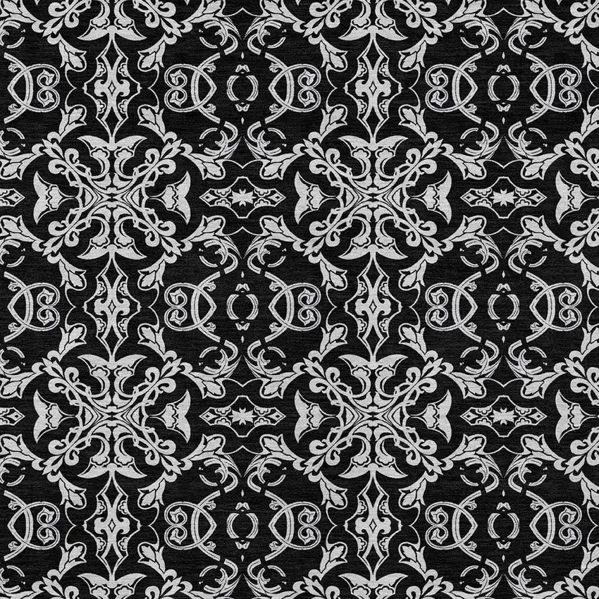 Ivory And Black Medallion Washable Indoor Outdoor Area Rug Photo 6