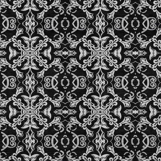 Ivory And Black Medallion Washable Indoor Outdoor Area Rug Photo 6