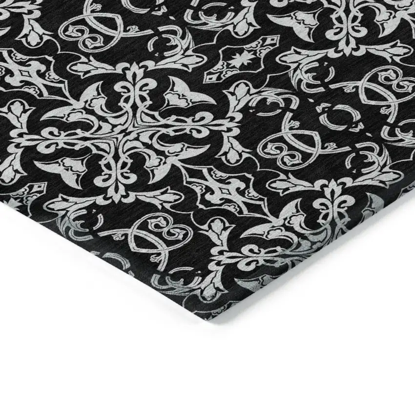 Ivory And Black Medallion Washable Indoor Outdoor Area Rug Photo 4