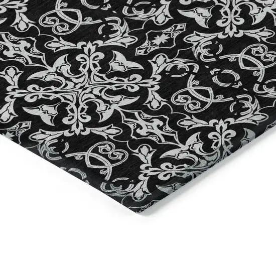 Ivory And Black Medallion Washable Indoor Outdoor Area Rug Photo 4