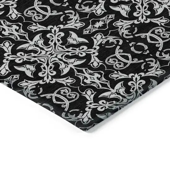 Ivory And Black Medallion Washable Indoor Outdoor Area Rug Photo 4