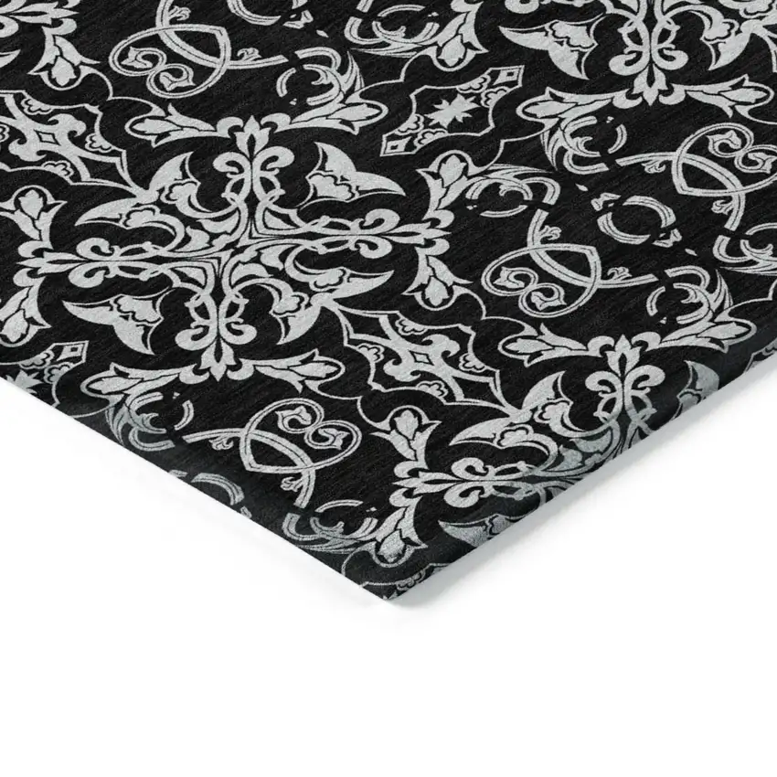 Ivory And Black Medallion Washable Indoor Outdoor Area Rug Photo 4