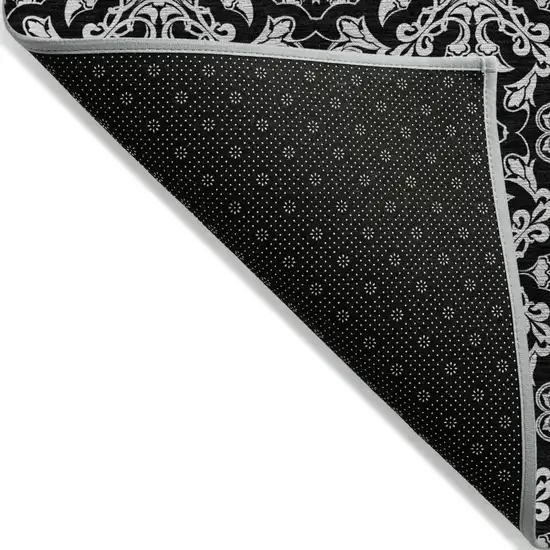 Ivory And Black Medallion Washable Indoor Outdoor Area Rug Photo 5