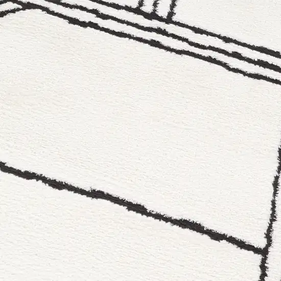 Ivory And Black Moroccan Runner Rug Photo 8