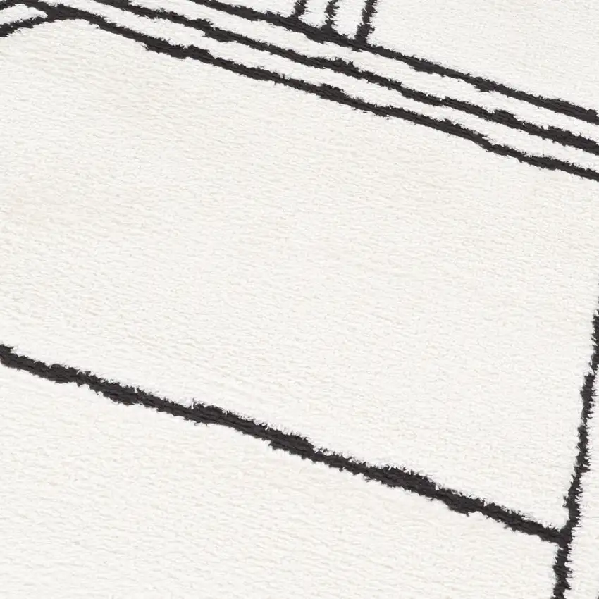 Ivory And Black Moroccan Runner Rug Photo 8