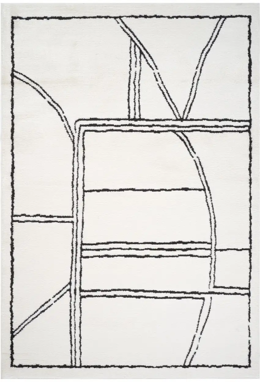 Ivory And Black Moroccan Runner Rug Photo 4