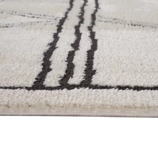 Ivory And Black Moroccan Runner Rug Photo 6