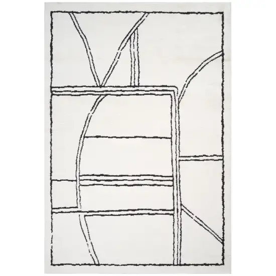 Ivory And Black Moroccan Runner Rug Photo 2