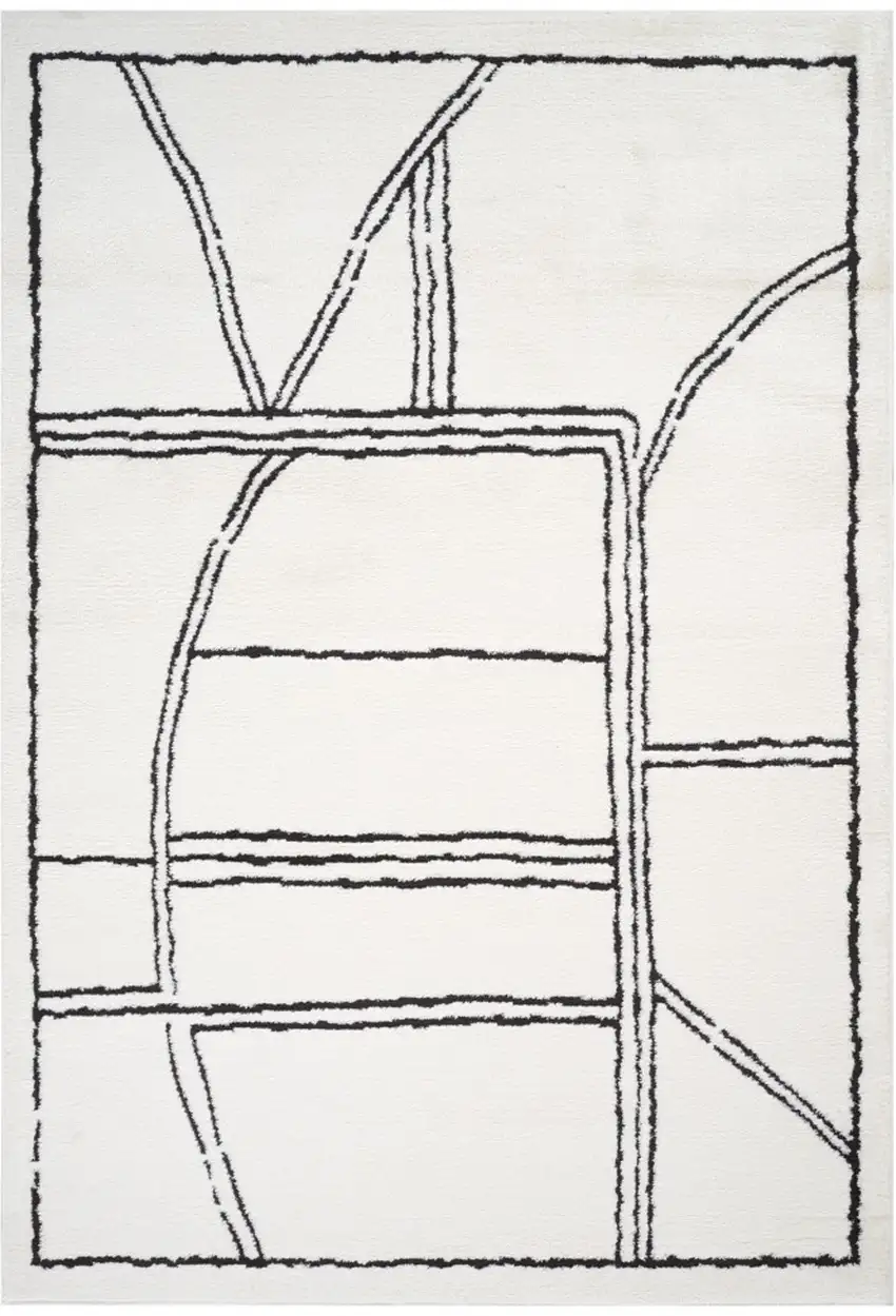 Ivory And Black Moroccan Runner Rug Photo 2